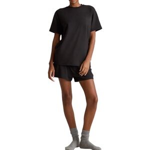 Quince NWT Dream Lounge Oversized Short Sleeve Pajama Set Bold Black Size XS